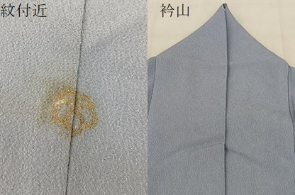 平和屋着物▽色無地 単衣 淡藤色 鬼しぼ縮緬 洗える着物 BAAS8179yc