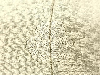 平和屋着物▽上質な色無地　単衣　横段地紋　砂色　正絹　逸品　BAAS8185yc