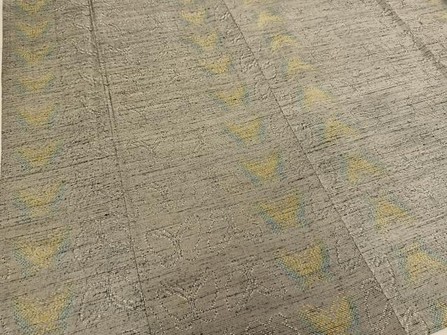 平和屋着物▽上質な紬 単衣 舞蝶間道 正絹 逸品 BAAS8192yc