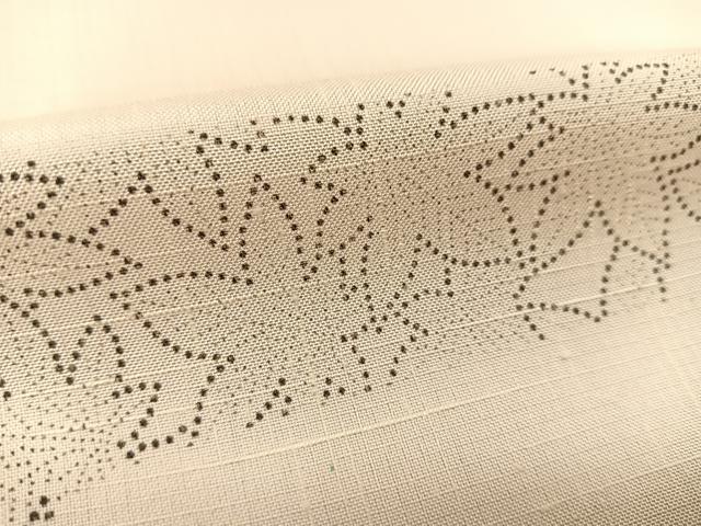 平和屋着物▽上質な紬　単衣　ヱ霞更紗花文　正絹　逸品　BAAS8195yc