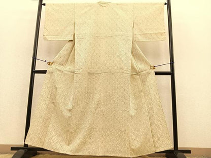 平和屋着物▽本塩沢 単衣 七宝文 正絹 逸品 BAAS8306hv