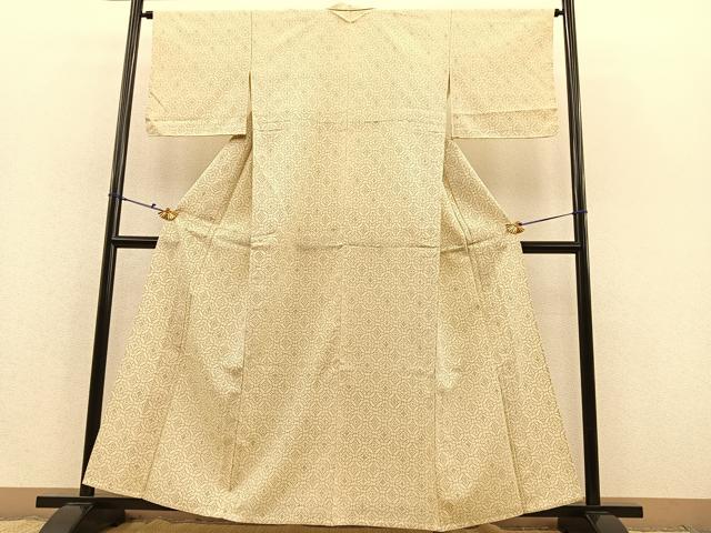 平和屋着物▽本塩沢 単衣 七宝文 正絹 逸品 BAAS8306hv