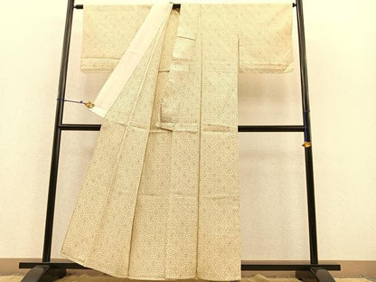 平和屋着物▽本塩沢 単衣 七宝文 正絹 逸品 BAAS8306hv