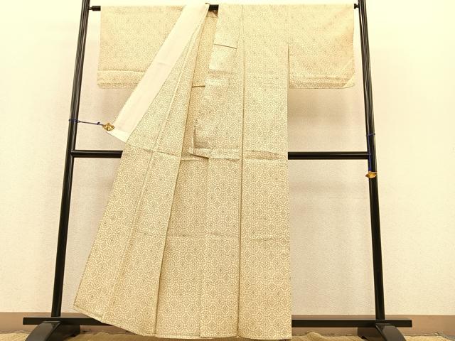 平和屋着物▽本塩沢 単衣 七宝文 正絹 逸品 BAAS8306hv