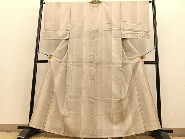 平和屋着物▽本塩沢 単衣 110亀甲 花間道 正絹 逸品 BAAS8307hv