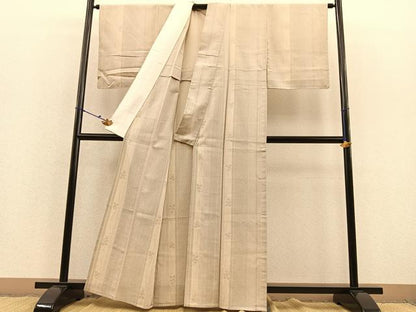 平和屋着物▽本塩沢 単衣 110亀甲 花間道 正絹 逸品 BAAS8307hv