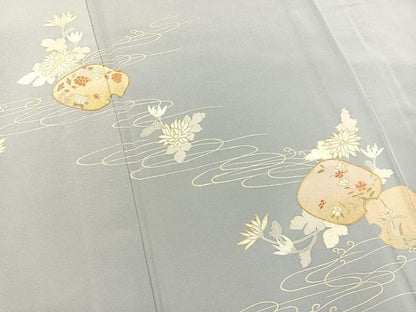 平和屋着物▽訪問着 単衣 駒刺繍 流水花文 金彩 鈴乃屋扱い 正絹 逸品 BAAS8310hv