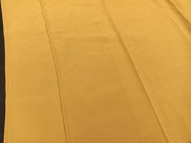 平和屋着物▽上質な色無地 単衣 ふくれ織り 黄朽葉色 正絹 逸品 BAAS8312hv