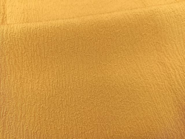 平和屋着物▽上質な色無地 単衣 ふくれ織り 黄朽葉色 正絹 逸品 BAAS8312hv