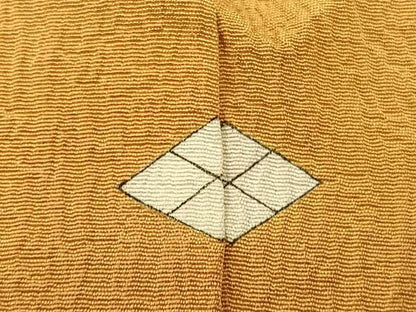 平和屋着物▽上質な色無地 単衣 ふくれ織り 黄朽葉色 正絹 逸品 BAAS8312hv