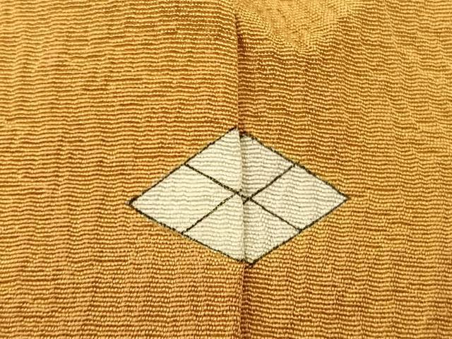 平和屋着物▽上質な色無地 単衣 ふくれ織り 黄朽葉色 正絹 逸品 BAAS8312hv