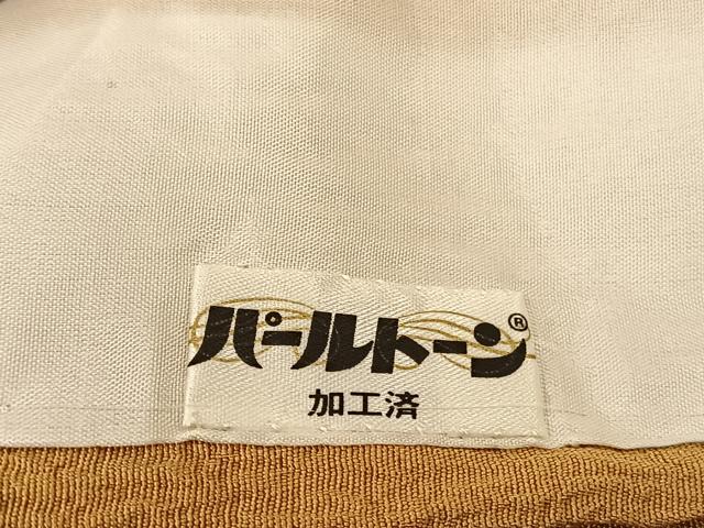 平和屋着物▽上質な色無地 単衣 ふくれ織り 黄朽葉色 正絹 逸品 BAAS8312hv
