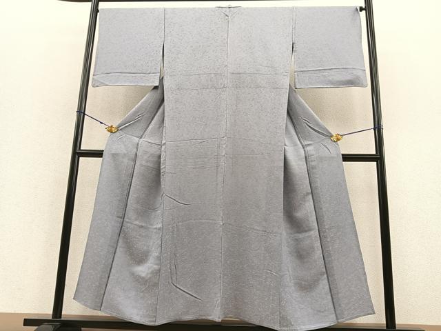 平和屋着物▽上質な色無地 単衣 宝尽くし地紋 薄梅鼠色 正絹 逸品 BAAS8313hv