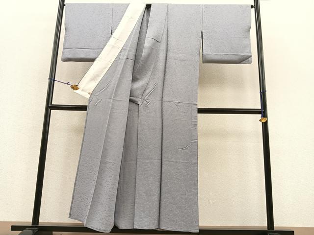 平和屋着物▽上質な色無地 単衣 宝尽くし地紋 薄梅鼠色 正絹 逸品 BAAS8313hv