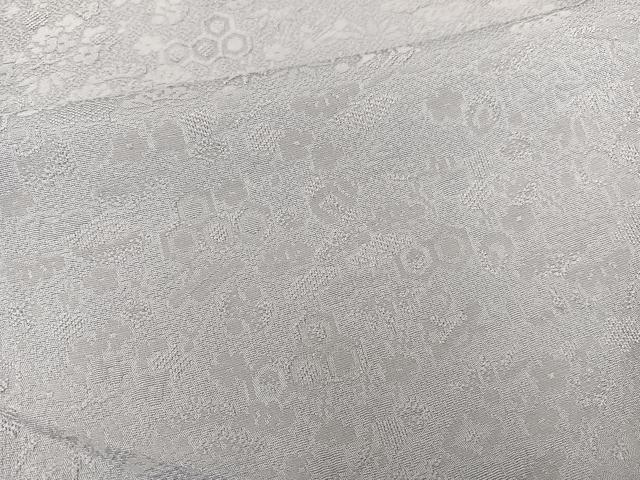 平和屋着物▽上質な色無地 単衣 宝尽くし地紋 薄梅鼠色 正絹 逸品 BAAS8313hv