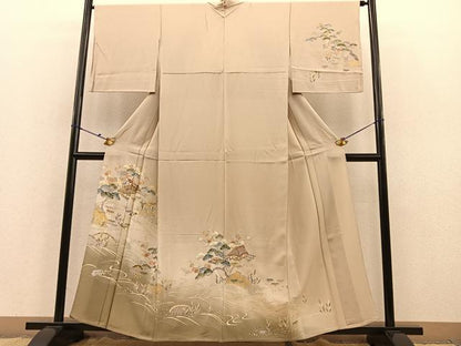 平和屋着物▽訪問着 単衣 御所解花文 暈し染め 金彩 正絹 逸品 BAAS8315hv
