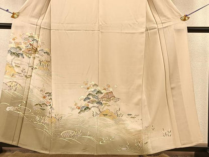 平和屋着物▽訪問着 単衣 御所解花文 暈し染め 金彩 正絹 逸品 BAAS8315hv