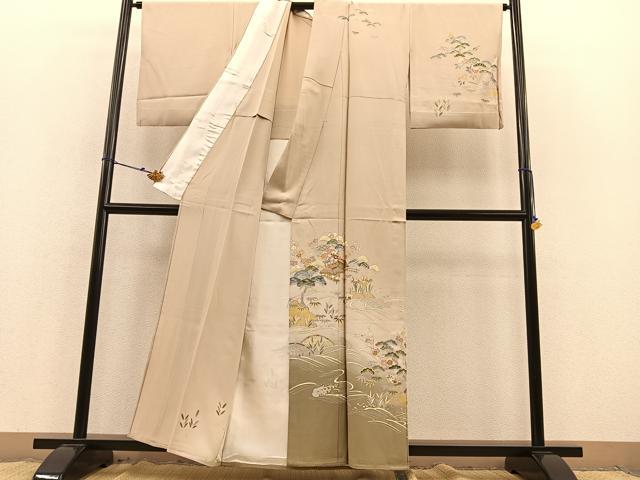 平和屋着物▽訪問着 単衣 御所解花文 暈し染め 金彩 正絹 逸品 BAAS8315hv