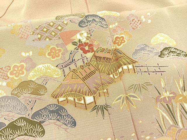 平和屋着物▽訪問着 単衣 御所解花文 暈し染め 金彩 正絹 逸品 BAAS8315hv