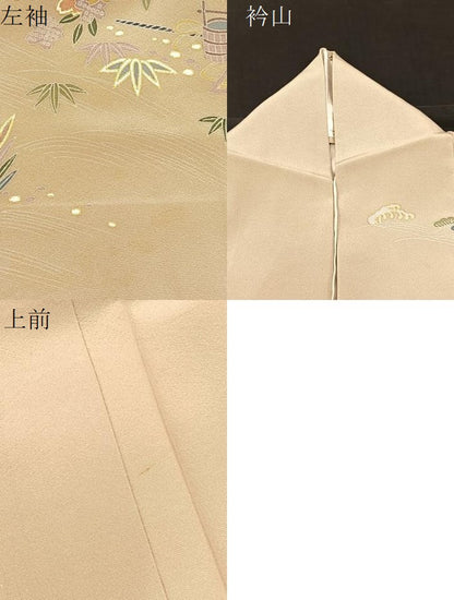 平和屋着物▽訪問着 単衣 御所解花文 暈し染め 金彩 正絹 逸品 BAAS8315hv