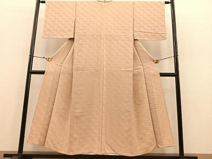平和屋着物▽上質な色無地 単衣 瓦地紋 雄黄色 正絹 逸品 BAAS8318hv