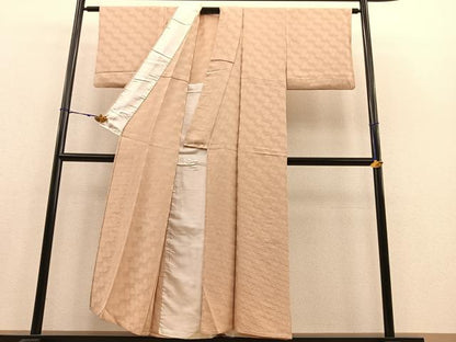 平和屋着物▽上質な色無地 単衣 瓦地紋 雄黄色 正絹 逸品 BAAS8318hv