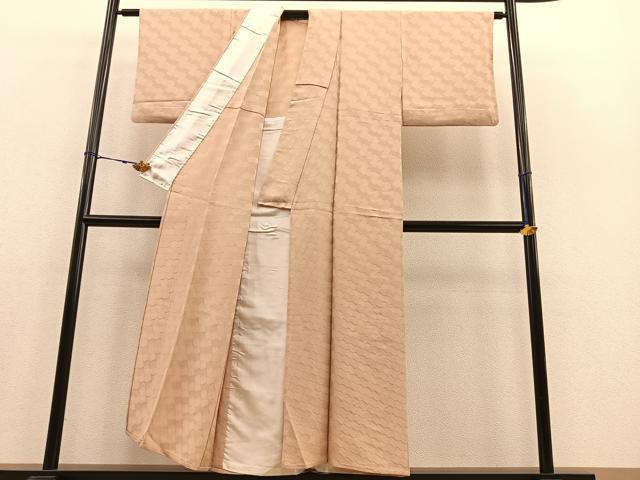 平和屋着物▽上質な色無地 単衣 瓦地紋 雄黄色 正絹 逸品 BAAS8318hv