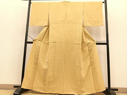 平和屋着物▽髭紬　色無地　単衣　花葉色　正絹　逸品　BAAS8326hv