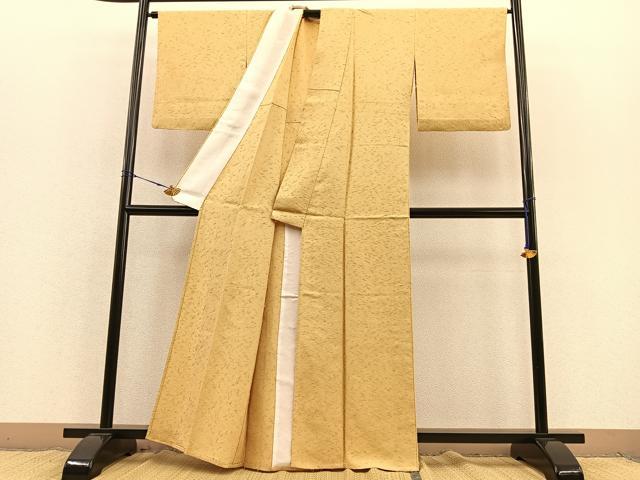 平和屋着物▽髭紬　色無地　単衣　花葉色　正絹　逸品　BAAS8326hv