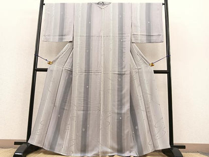 平和屋着物▽上質な小紋 単衣 霰流線文 正絹 逸品 BAAS8330hv