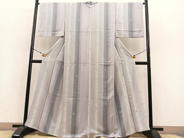 平和屋着物▽上質な小紋 単衣 霰流線文 正絹 逸品 BAAS8330hv