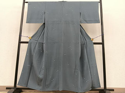 平和屋着物▽上質な小紋　単衣　小花　正絹　逸品　BAAS8332hv