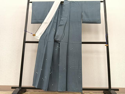 平和屋着物▽上質な小紋　単衣　小花　正絹　逸品　BAAS8332hv