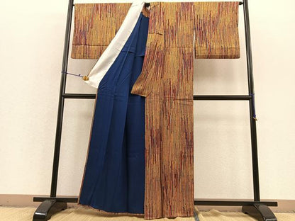 平和屋着物▽上質な小紋 単衣 縞 正絹 逸品 BAAS8334hv