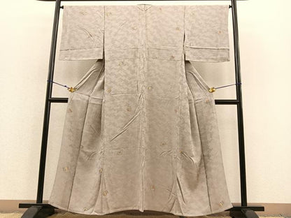 平和屋着物▽上質な小紋　単衣　幾何学文　正絹　逸品　未使用　BAAS8339hv