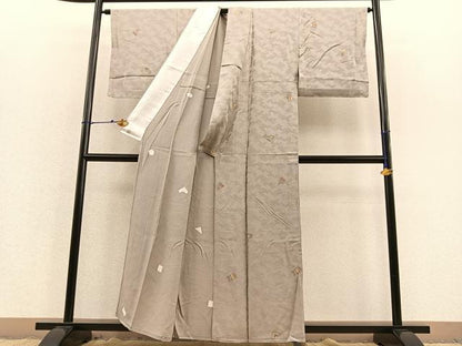 平和屋着物▽上質な小紋　単衣　幾何学文　正絹　逸品　未使用　BAAS8339hv