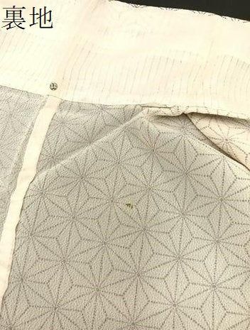 平和屋着物▽上質な小紋 単衣 麻の葉文様 鬼しぼ縮緬 正絹 逸品 BAAS8342hv