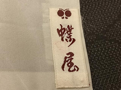 平和屋着物▽訪問着　単衣　紬地　9マルキ　松皮菱花文　正絹　逸品　BAAS8348hv