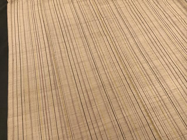 平和屋着物▽上質な紬 単衣 縞 正絹 逸品 BAAS8350hv