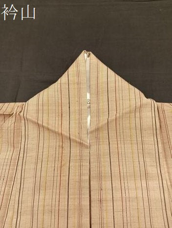 平和屋着物▽上質な紬 単衣 縞 正絹 逸品 BAAS8350hv