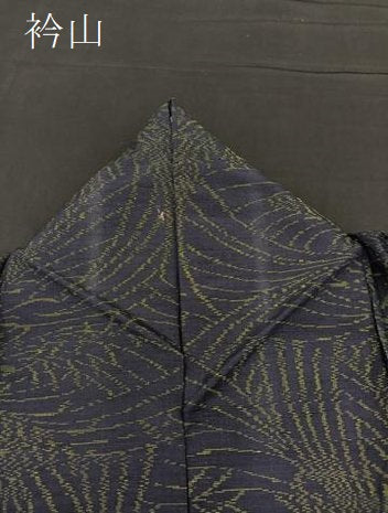平和屋着物▽上質な紬 単衣 草葉文 正絹 逸品 BAAS8353hv
