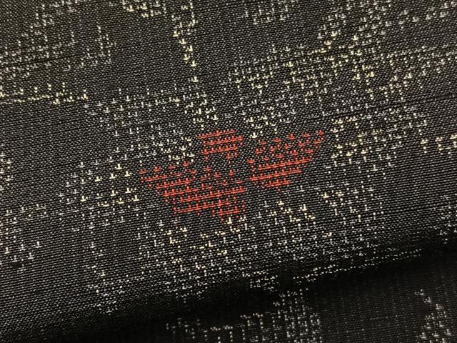 平和屋着物▽上質な紬 単衣 花唐草文 正絹 逸品 BAAS8357hv