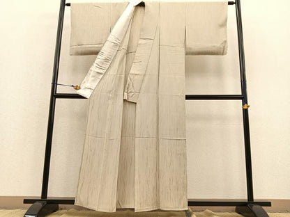 平和屋着物▽上質な色無地　単衣　木目地紋　絹鼠色　正絹　逸品　BAAS8365hv
