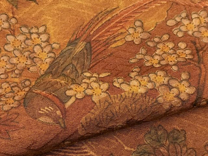 平和屋着物▽上質な小紋　単衣　立波花鳥文　正絹　逸品　BAAS8368hv