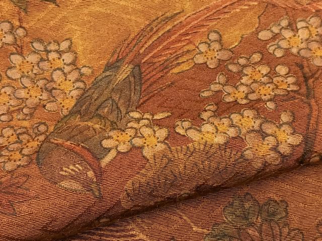 平和屋着物▽上質な小紋　単衣　立波花鳥文　正絹　逸品　BAAS8368hv