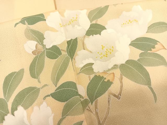 平和屋着物▽訪問着 単衣 枝花文 正絹 逸品 BAAS8370hv