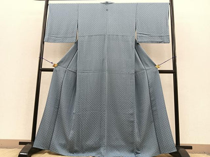 平和屋着物▽上質な色無地　単衣　七宝地紋　奏鼠色　正絹　逸品　BAAS8374hv