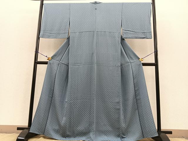 平和屋着物▽上質な色無地　単衣　七宝地紋　奏鼠色　正絹　逸品　BAAS8374hv