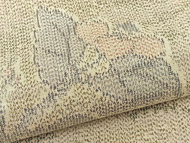 平和屋着物▽上質な紬 単衣 枝花文 正絹 逸品 BAAS8375hv
