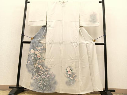 平和屋着物▽訪問着 単衣 椿花文 暈し染め 正絹 逸品 BAAS8377hv